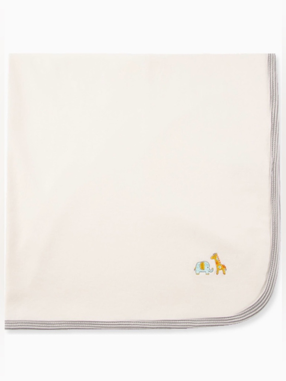 Little Me Cotton Receiving Blanket with Embroidered Safari Animals